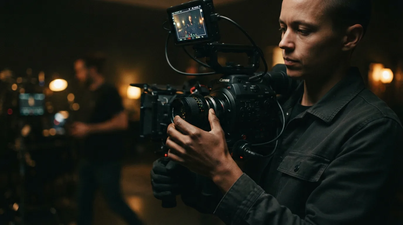 The adapter with de-clickable ring being used to smoothly transition aperture during a video shoot
